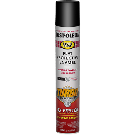 Rust-Oleum 24 Oz Stops Rust Flat Black Turbo Spray Paint 376298