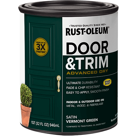 Rust-Oleum Door & Trim Paint Satin Quart Vermont Green