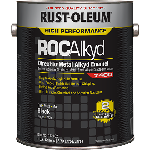 Rust-Oleum  RocAlkyd 7400 System DTM 450 VOC Alkyd Enamel Gallon Flat Black