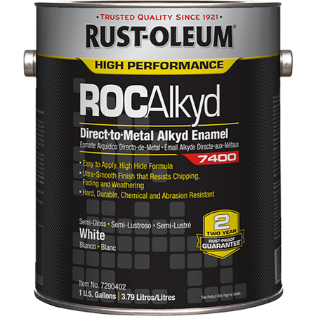 Rust-Oleum  RocAlkyd 7400 System DTM 450 VOC Alkyd Enamel Gallon Semi Gloss White