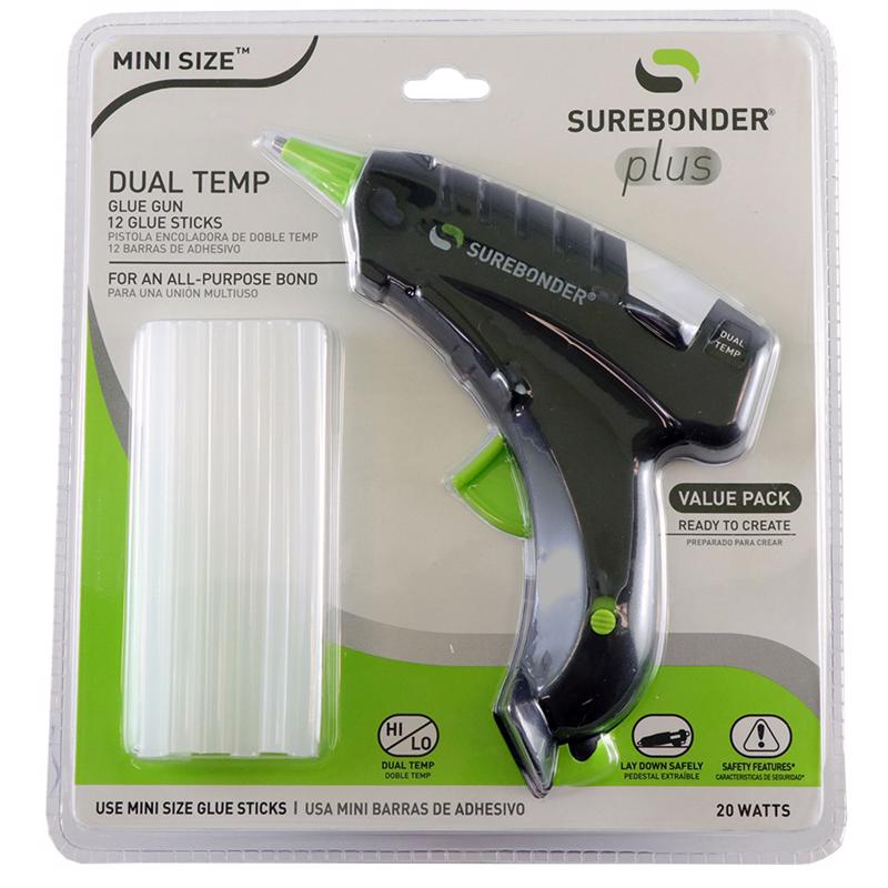 Surebonder Plus Dual Temp Mini Glue Gun Kit DT-200FKIT in manufacturer packaging.