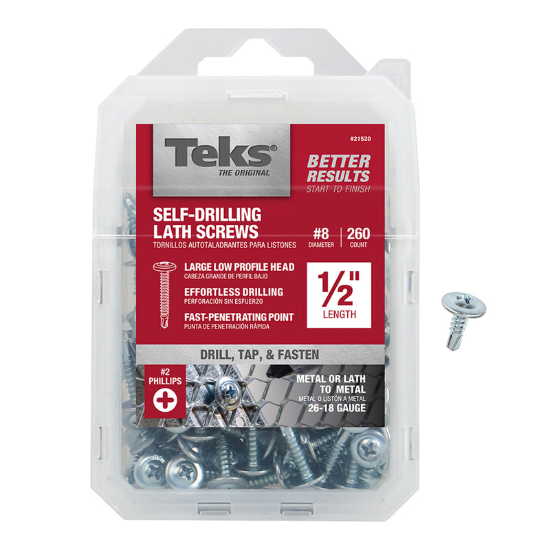 Teks Phillips Truss Head Tapping Lath Screws - Metal or Lath to Metal 1/2 inch 260 Pack