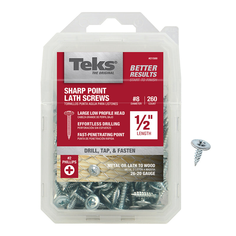 Teks Phillips Truss Head Tapping Lath Screws - Metal or Lath to Wood 1/2 inch 260 pack