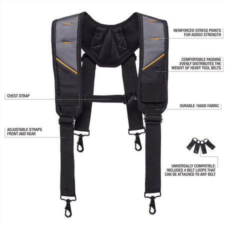 ToughBuilt Padded Nylon Suspenders Product Features