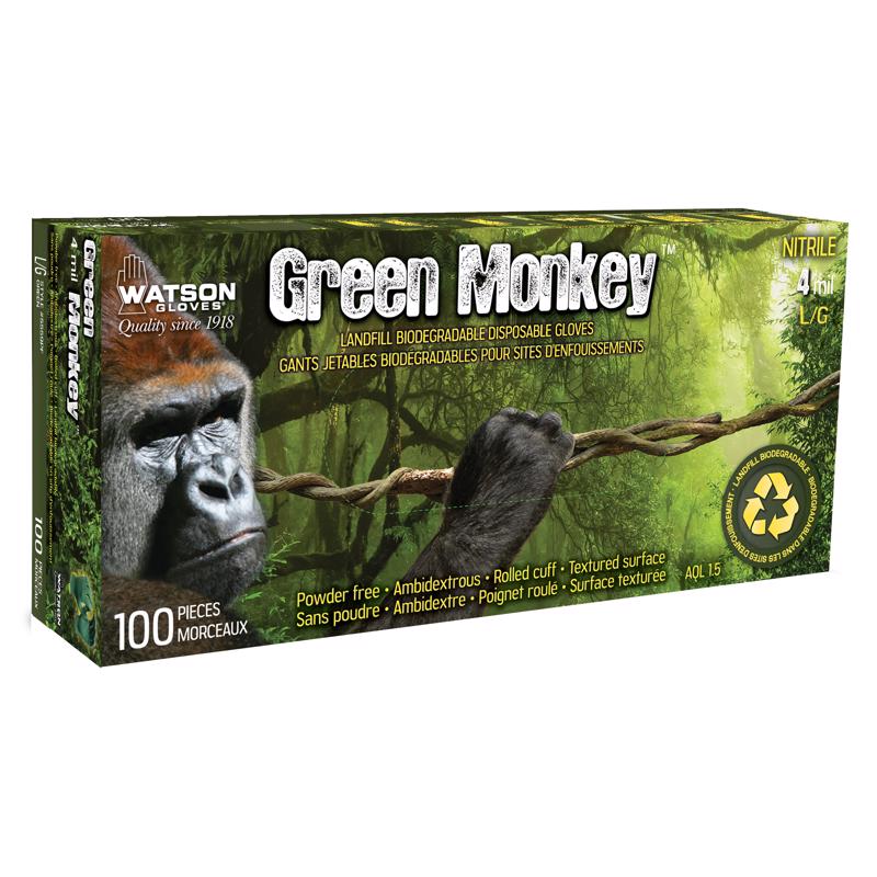 Watson Green Monkey Green Nitrile Textured Pattern Disposable Gloves