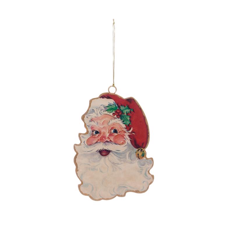 Creative Co-op Multicolored Vintage 2-Sided Santa Ornament 5 in. XM5205 - Box of 12
