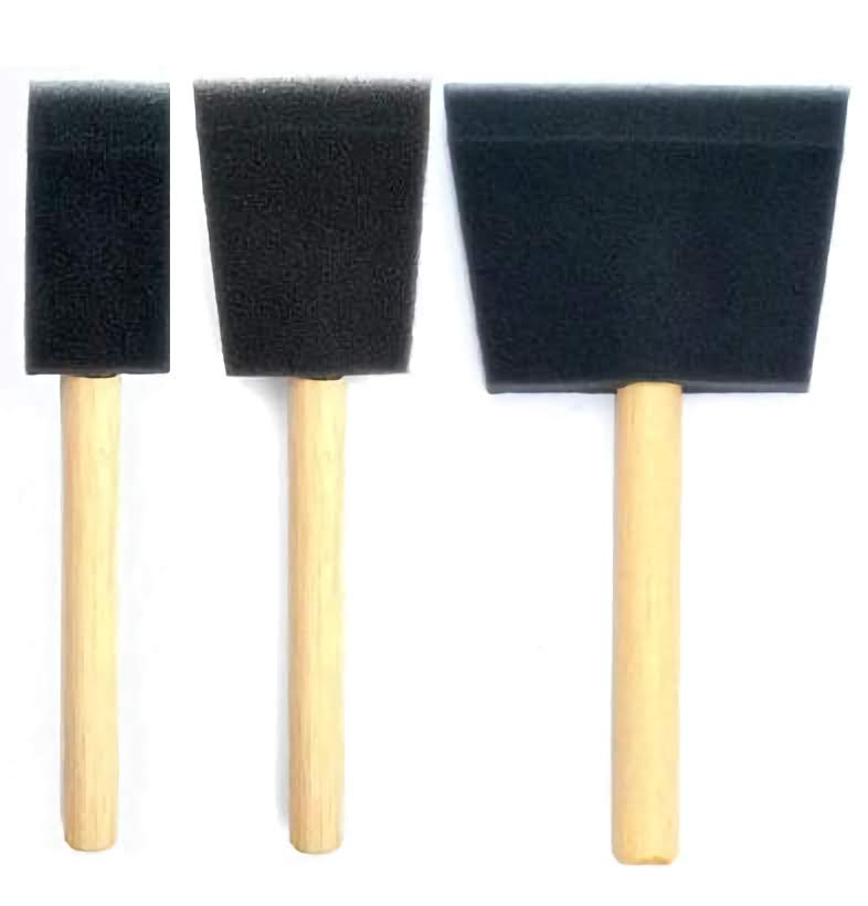 High Density Foam Brushes shown in three different sizes on a white background.