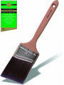 Professional Painters Angle Long Handle Brush highlighting the unvarnished hardwood handle and soft filament.
