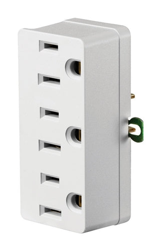 Leviton 698-W Grounded 3 Outlet Adapter White