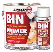 Zinsser B-I-N Primer/Sealer image depicting both the gallon and aerosol cans.