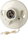 Leviton 9716-C Porcelain Incandescent Medium Base Pull Chain Socket w/Outlet