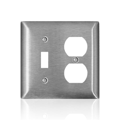 Leviton SL18 C-Series Satin Silver 2-Gang Stainless Steel Duplex/Toggle Wall Plate