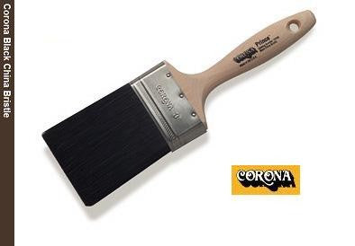Corona Prince Black China Bristle Paint Brush with unlacquered hardwood beavertail handle.