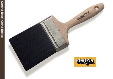 Corona Regent Black China Bristle Paint Brush with unfinished hardwood handle.