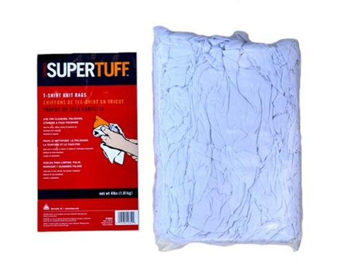 New White Cotton T-Shirt Knit Wipes/Rags Shrink Wrapped