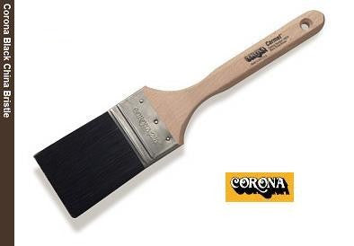 Corona Carmel Black China Bristle featuring  hand-formed chisel and specially shaped unlacquered hardwood handle.