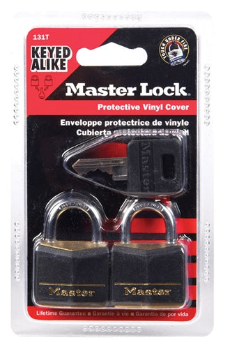 Master Lock 1-3/16in Wide Covered Solid Body Padlock 2-Pack 131T