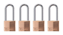 Master Lock 1-9/16in Wide Solid Brass Body Padlock with 2in Shackle 4-Pack 140QLH