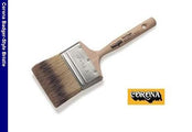 Corona brand professional paintbrush with badge style bristles and sturdy wooden handle on a white background.
