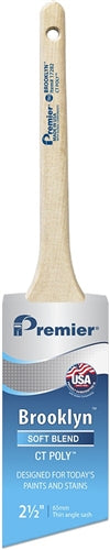 Premier Brooklyn Thin Angle Sash CT Poly Paint Brush featuring a stainless steel ferrule and hardwood handle.