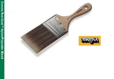 The image shows the Corona MiniPro Cool Red-Gold Nylon/Polyester Paint Brush 18520 with its unique blend of red and gold filaments. 