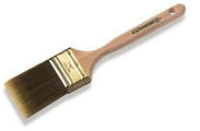 The image showcases the Corona MightyPro Emerald Paint Brush 19455's sleek design with a hardwood unlacquered handle and dark gold ferrule.