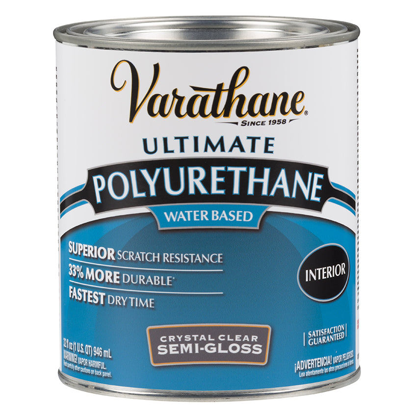Varathane Crystal Clear Water-Based Polyurethane Semi-Gloss Quart
