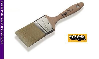 The image showcases the Corona Pearl Performance Chinex Paint Brush 20562 - a sleek black handle with a silver ferrule holding the high-quality synthetic bristles.