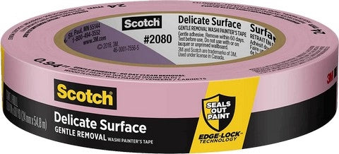 3M Scotch Delicate Surface #2080 Painter's Safe-Release Masking Tape Roll on white background.