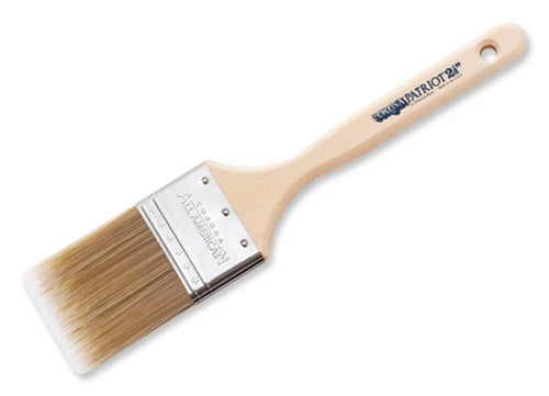 A high-quality image showcasing the Corona Patriot Sash Handle Straight Paint Brush 28445. The wooden handle provides a comfortable grip, while the brush bristles are neatly aligned for precise paint application.