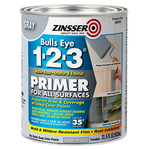 Zinsser Bulls Eye 1-2-3 Gray Primer Quart Can