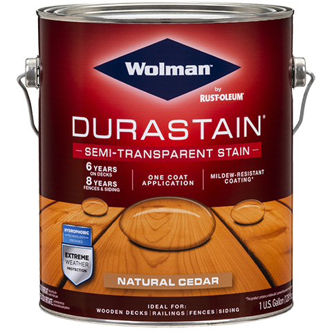 Wolman DuraStain One Coat Semi-Transparent Stain (Water-Based) Gallon Natural Cedar