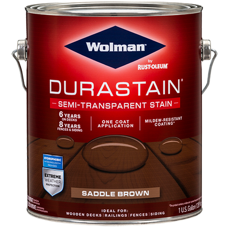 Wolman DuraStain One Coat Semi-Transparent Stain (Water-Based) Gallon Saddle Brown