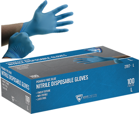 West Chester Blue Nitrile Powder-Free Disposable Gloves