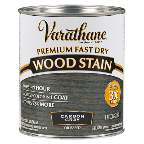 Varathane Premium Fast Dry Wood Stain Quart Carbon Gray Can