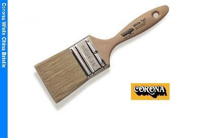 Corona W-Tail White China Paint Brush with a nickel ferrule and unlacquered plastic foam beavertail handle.