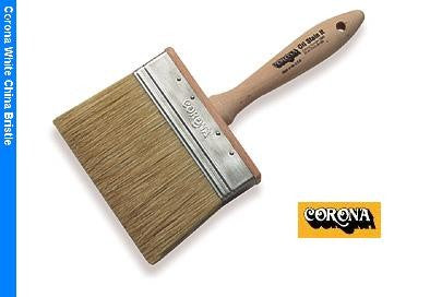 An image of the Corona Oil-Stain-It Paint Brush 3360, showcasing its flat top construction, unlacquered hardwood detachable grip handle, and stainless steel ferrule.