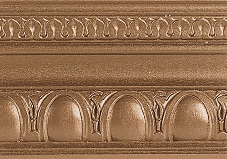 Modern Masters Metallic Exterior Satin Finish Fawn Bronze painted on crown molding.