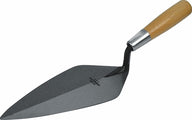 10 Inch Marshalltown London Brick Trowel with a wooden handle.