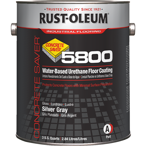 Rust-Oleum Concrete Saver 5800 System Water-Based Urethane Floor Coating Kit Silver Gray
