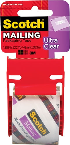 3M Scotch Ultra Clear Packaging Tape w/Dispenser 141