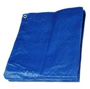 Blue Poly Tarp folded on a white background.