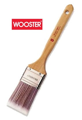 Wooster Ultra/Pro Firm Mink Paint Brush featuring purple nylon/sable polyester bristles and chisel trim.