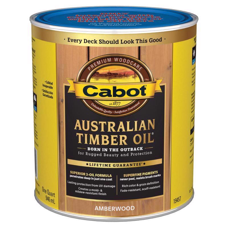 Cabot Australian Timber Oil - VOC Water Reducible Oil Modified Resin Amberwood Quart