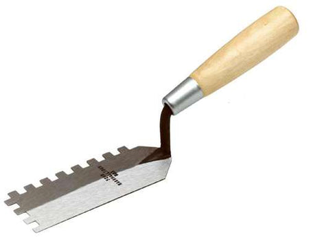 Marshalltown 5" x 2" Notched Margin Trowel with Wood Handle