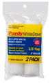 Purdy Wire Mini Roller Cover White Dove 2-Pack highlighting the Premium Woven Fabric in manufacturer packaging.