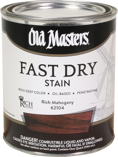 Old Masters Professional Fast Dry Wood Stain Quart Rich Mahogany