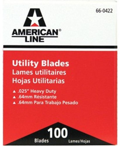American Line Heavy Duty .025 2-Notch Utility Blades 100PK