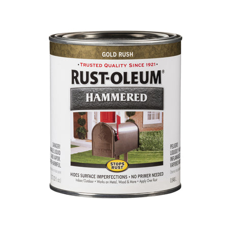 Rust-Oleum Stops Rust Hammered Brush-On Paint Quart Gold Rush