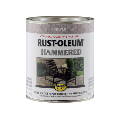 Rust-Oleum Stops Rust Hammered Brush-On Paint Quart Silver